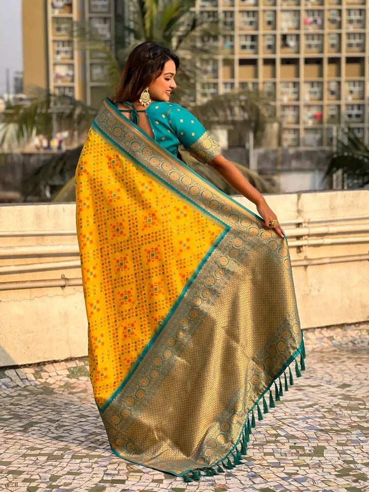 Luxurious Ikkat Weaving Meenakari Saree in Premium Patola Silk