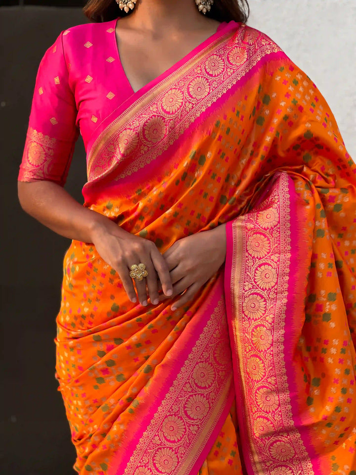 Luxurious Ikkat Weaving Meenakari Saree in Premium Patola Silk