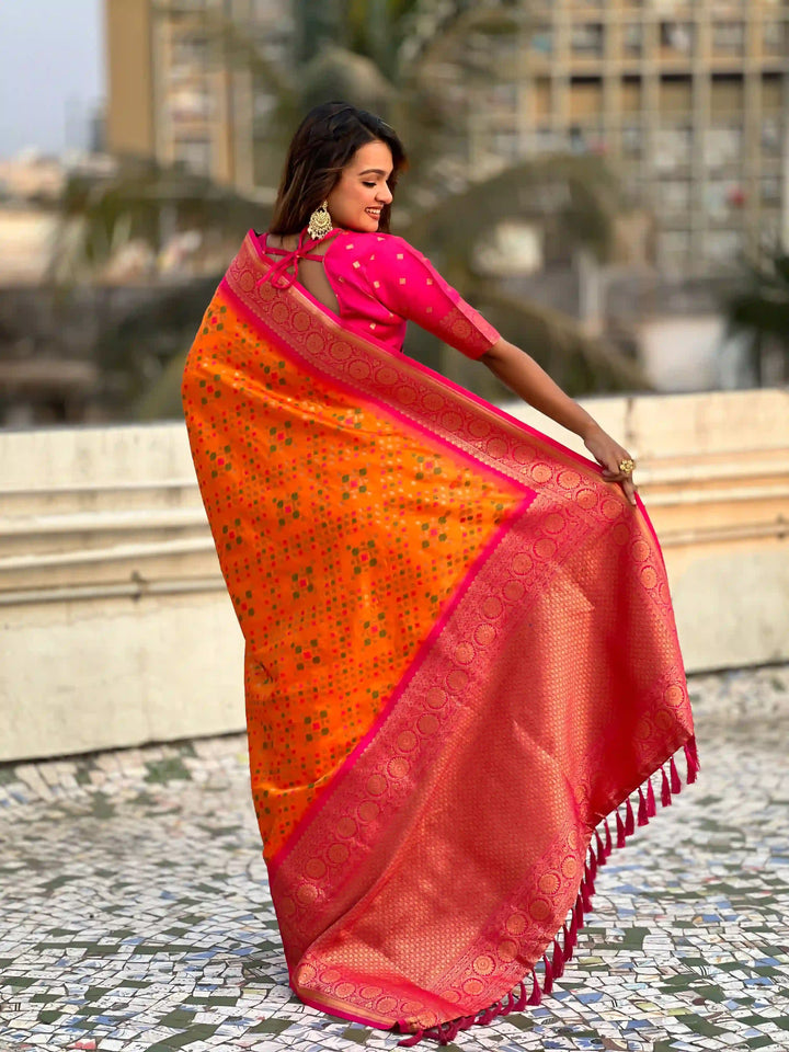 Luxurious Ikkat Weaving Meenakari Saree in Premium Patola Silk
