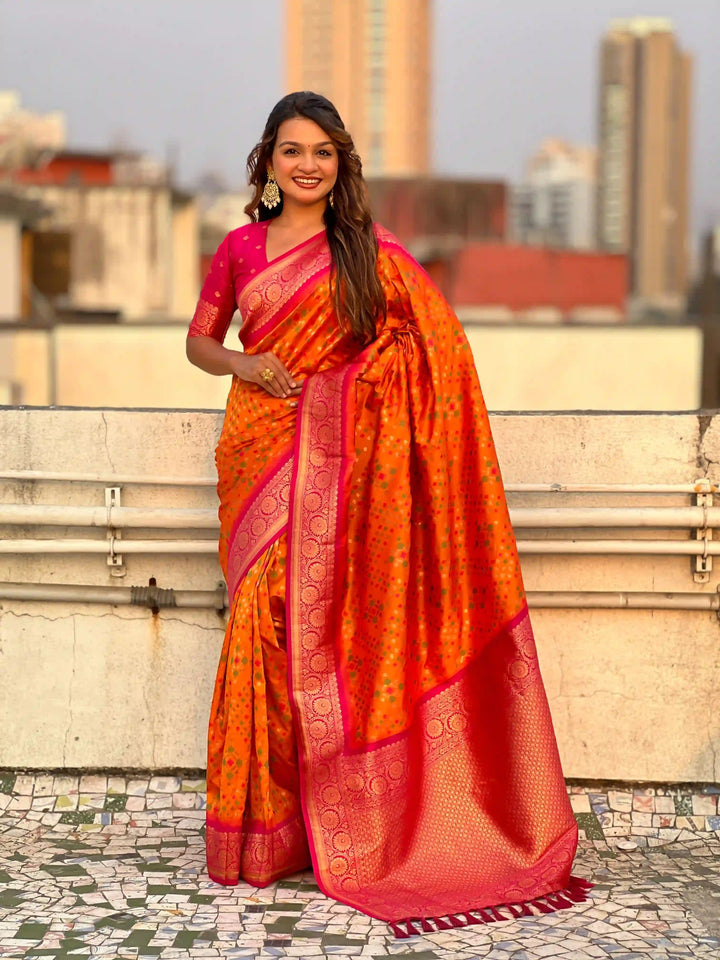 Luxurious Ikkat Weaving Meenakari Saree in Premium Patola Silk