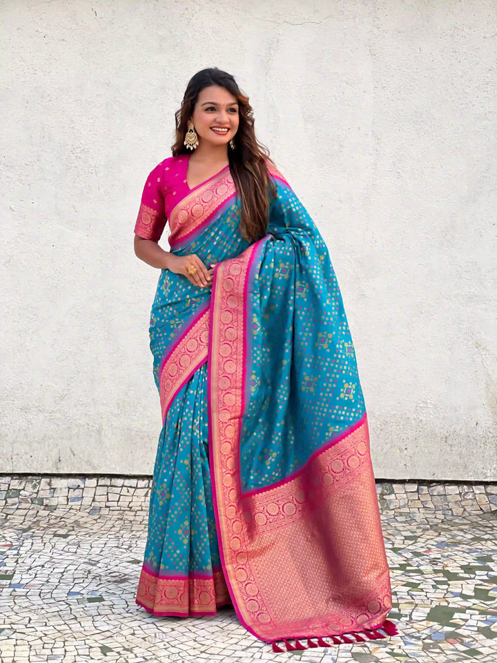 Luxurious Ikkat Weaving Meenakari Saree in Premium Patola Silk