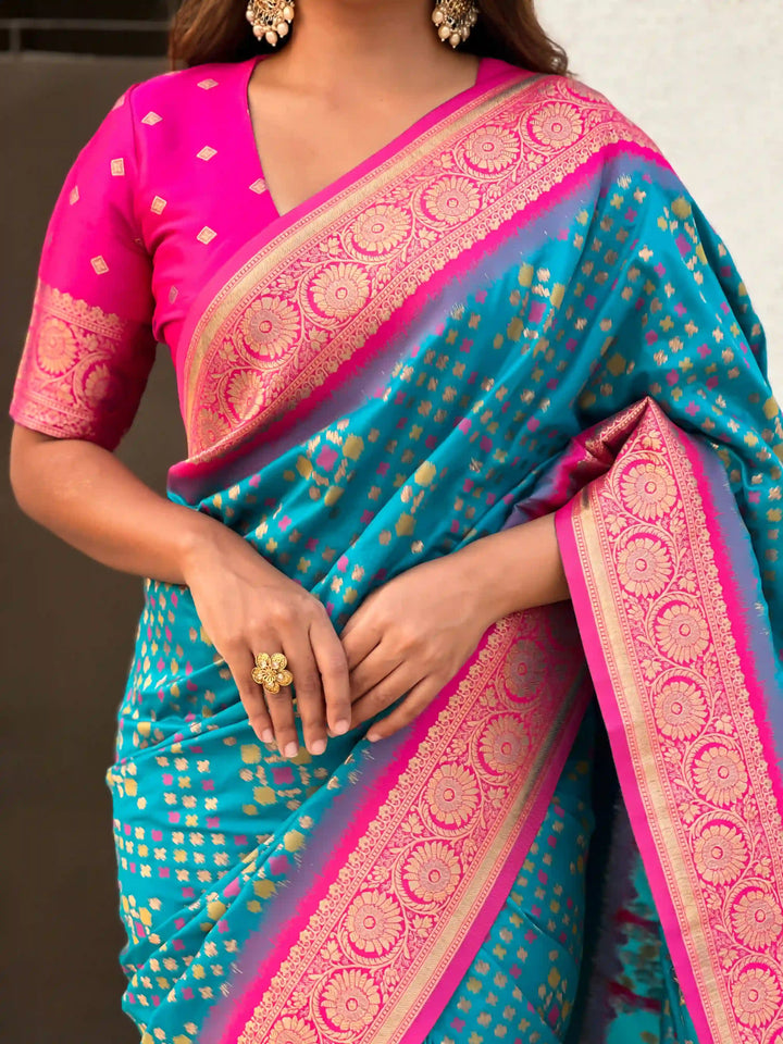 Luxurious Ikkat Weaving Meenakari Saree in Premium Patola Silk