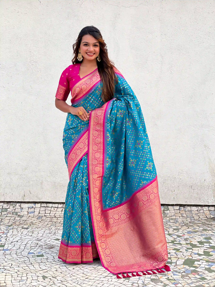 Luxurious Ikkat Weaving Meenakari Saree in Premium Patola Silk