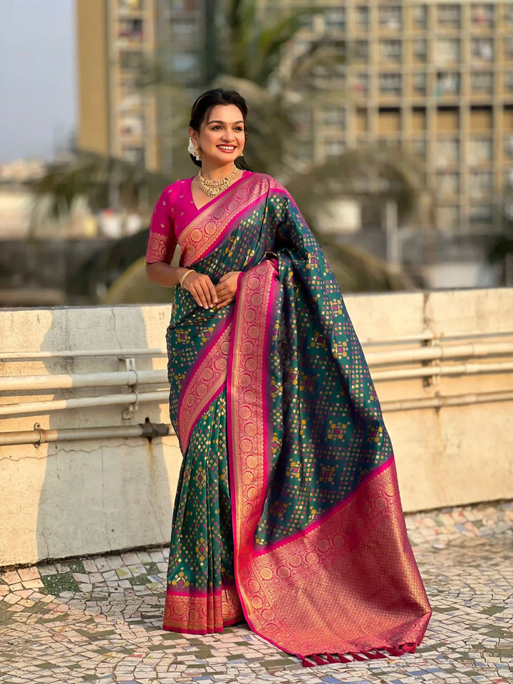 Luxurious Ikkat Weaving Meenakari Saree in Premium Patola Silk
