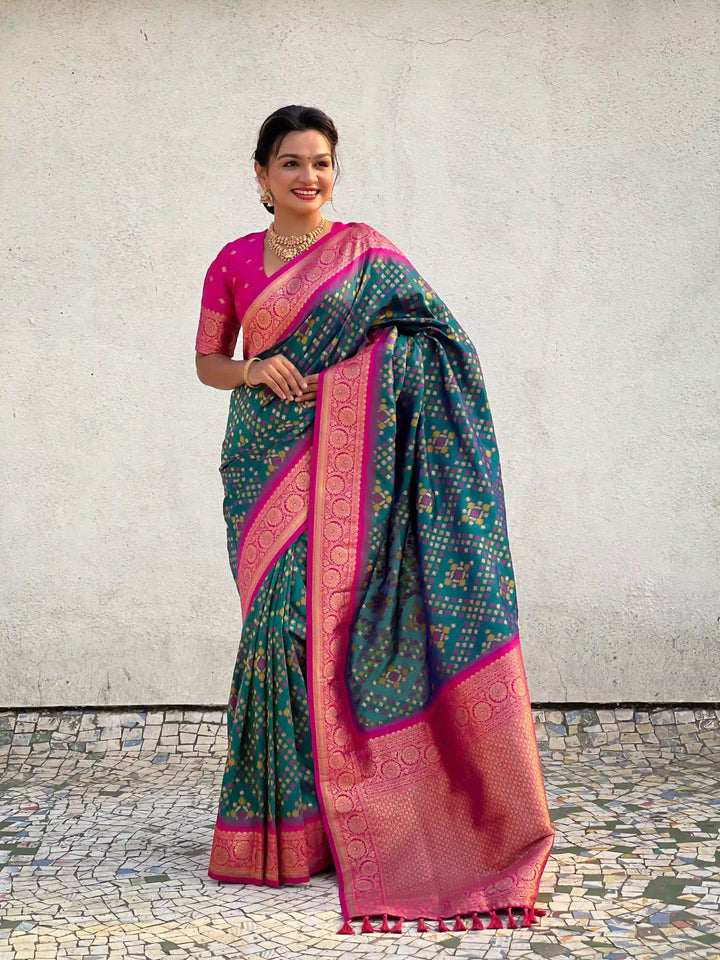 Luxurious Ikkat Weaving Meenakari Saree in Premium Patola Silk