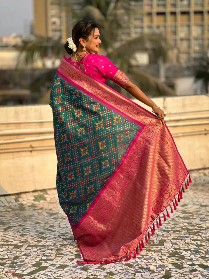Luxurious Ikkat Weaving Meenakari Saree in Premium Patola Silk