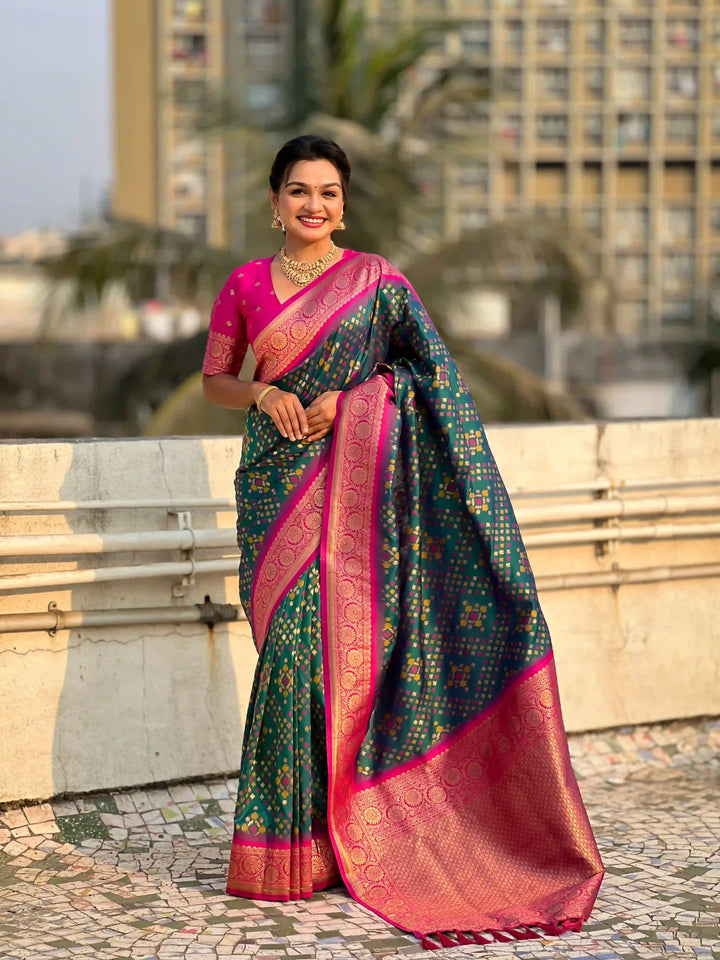 Luxurious Ikkat Weaving Meenakari Saree in Premium Patola Silk