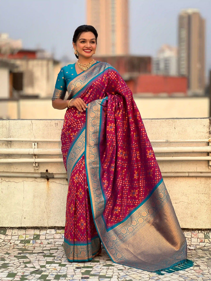 Luxurious Ikkat Weaving Meenakari Saree in Premium Patola Silk