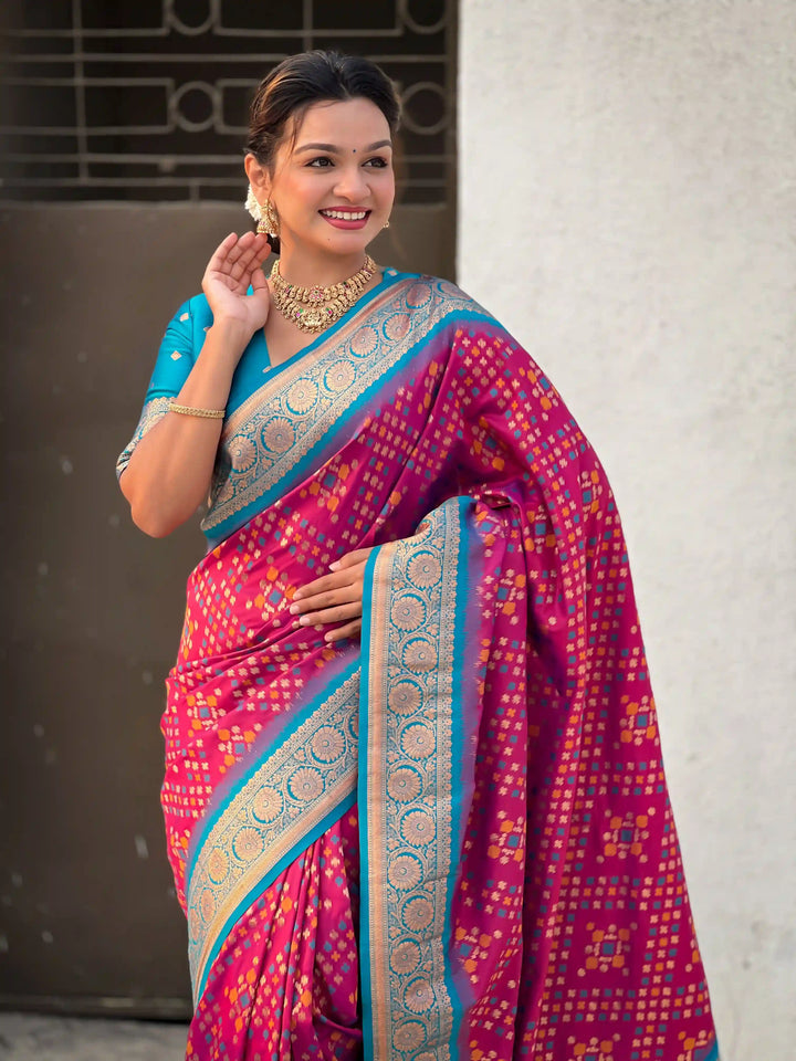 Luxurious Ikkat Weaving Meenakari Saree in Premium Patola Silk