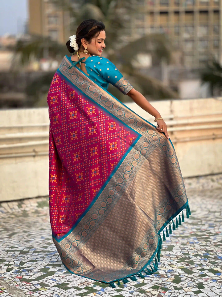 Luxurious Ikkat Weaving Meenakari Saree in Premium Patola Silk