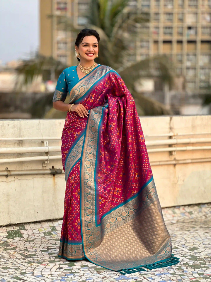 Luxurious Ikkat Weaving Meenakari Saree in Premium Patola Silk