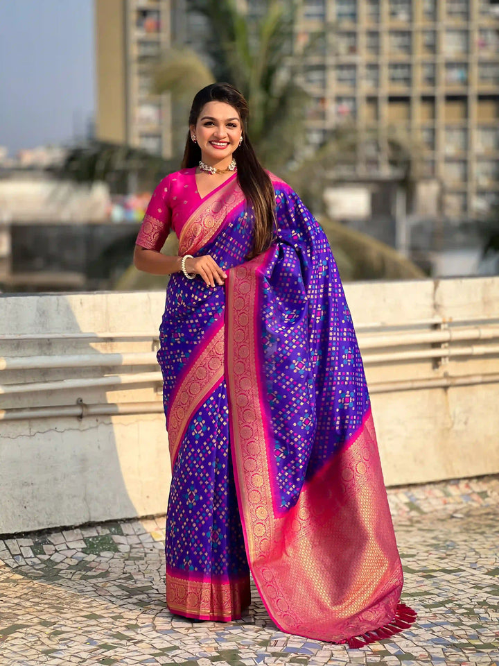 Luxurious Ikkat Weaving Meenakari Saree in Premium Patola Silk