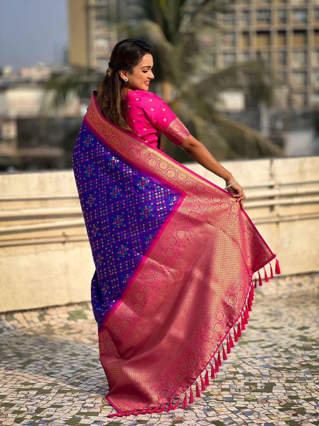 Luxurious Ikkat Weaving Meenakari Saree in Premium Patola Silk