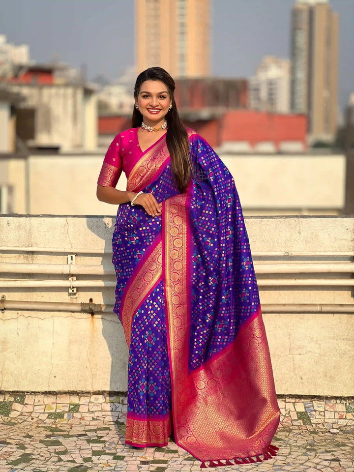 Luxurious Ikkat Weaving Meenakari Saree in Premium Patola Silk