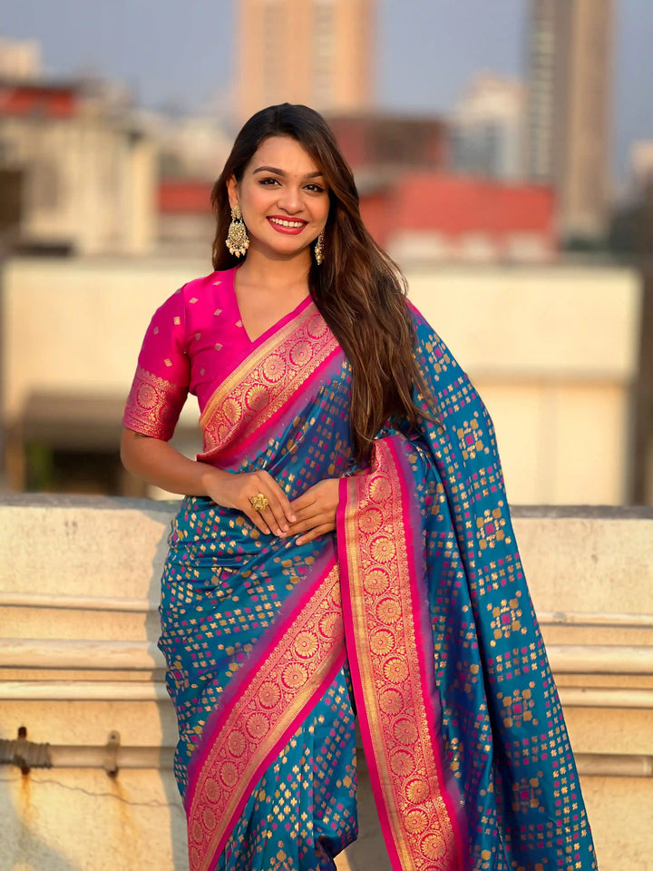 Luxurious Ikkat Weaving Meenakari Saree in Premium Patola Silk
