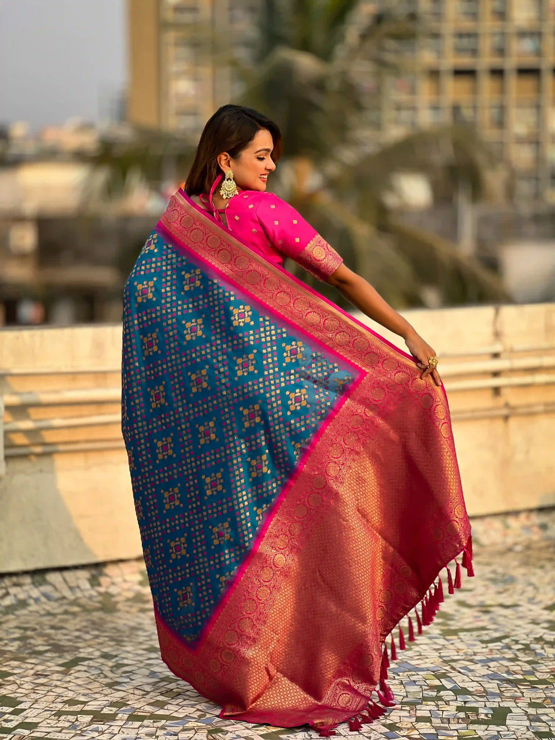 Luxurious Ikkat Weaving Meenakari Saree in Premium Patola Silk
