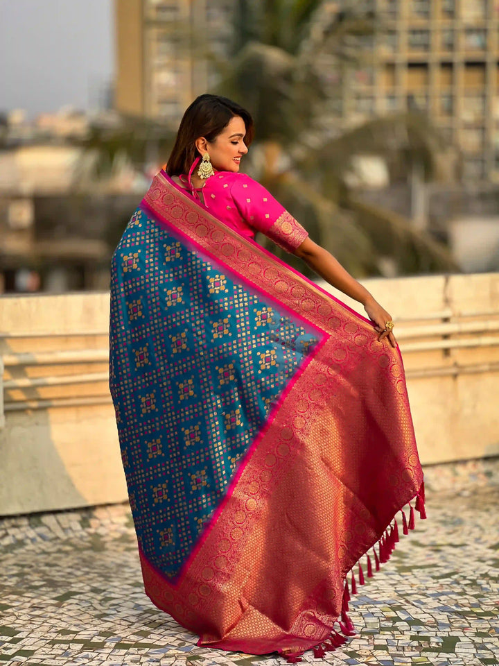 Luxurious Ikkat Weaving Meenakari Saree in Premium Patola Silk