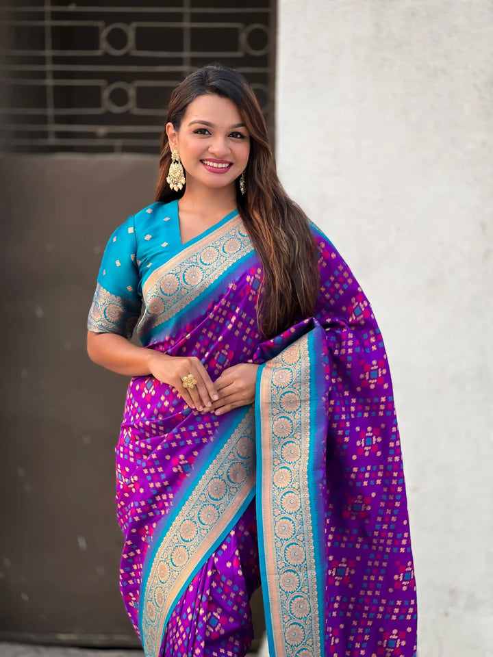 Luxurious Ikkat Weaving Meenakari Saree in Premium Patola Silk