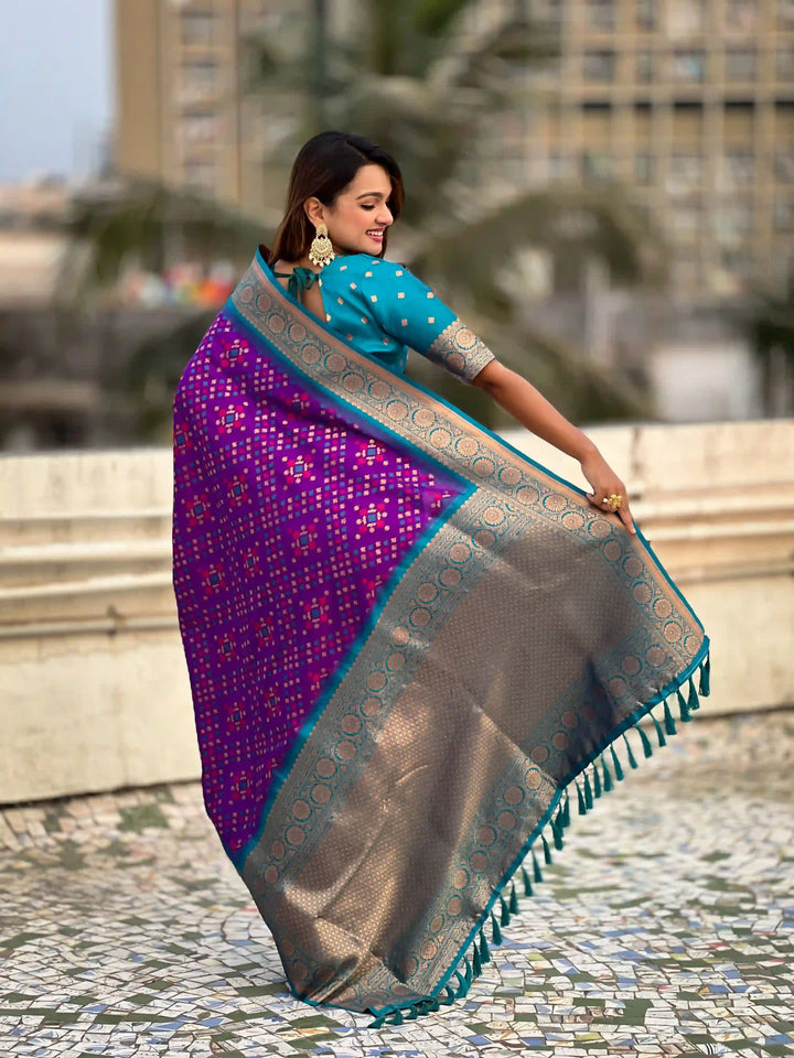 Luxurious Ikkat Weaving Meenakari Saree in Premium Patola Silk