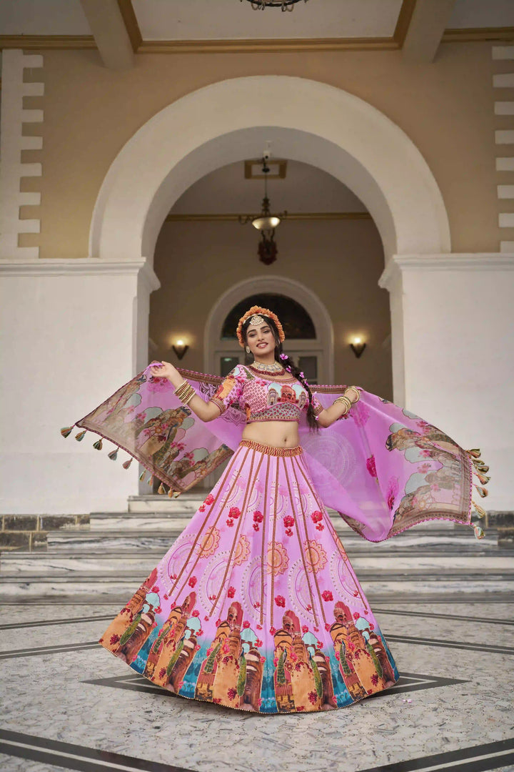 Radiant Pink Art Silk Lehenga Set with Designer Hand Work