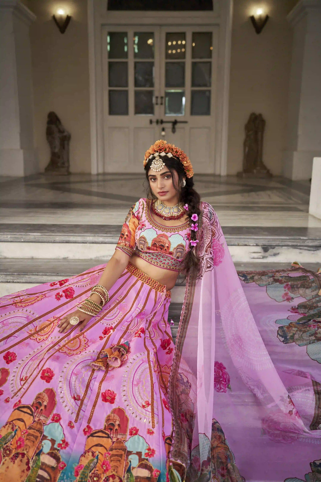 Radiant Pink Art Silk Lehenga Set with Designer Hand Work