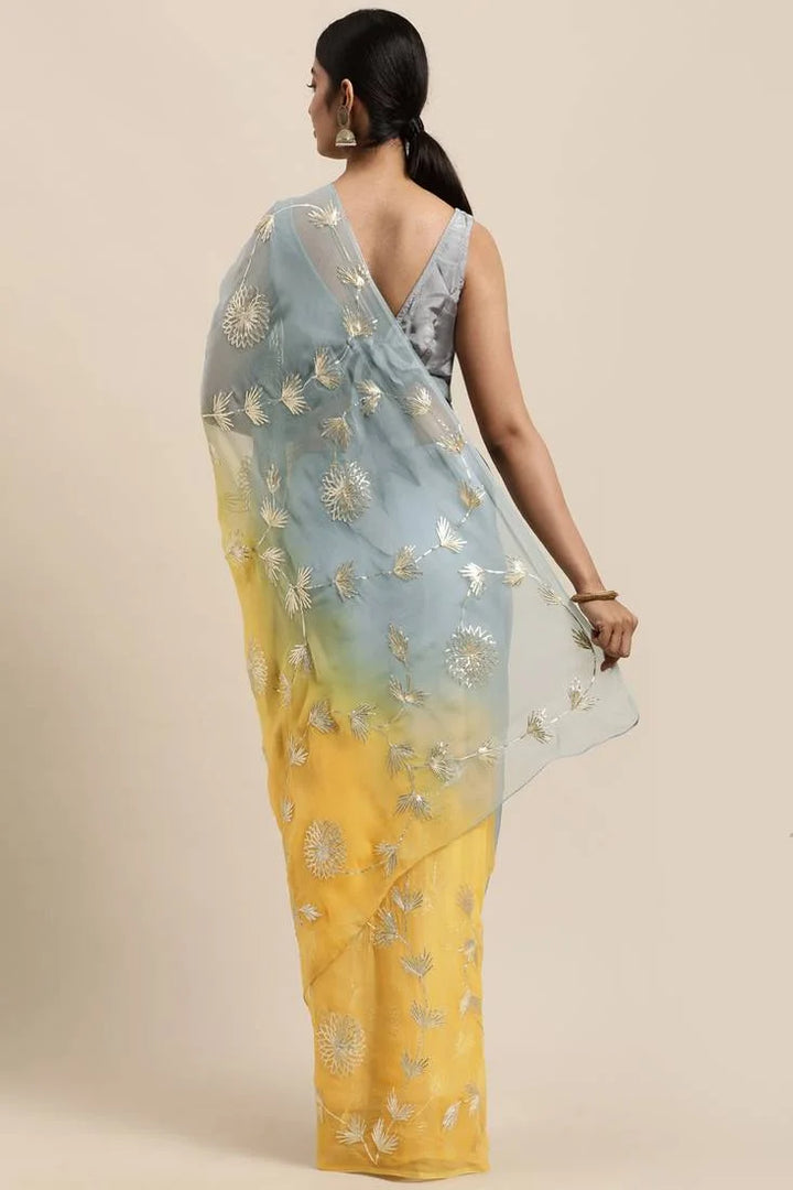 Ethereal Organza Saree with Rich Gota Patti and Satin Silk Finish