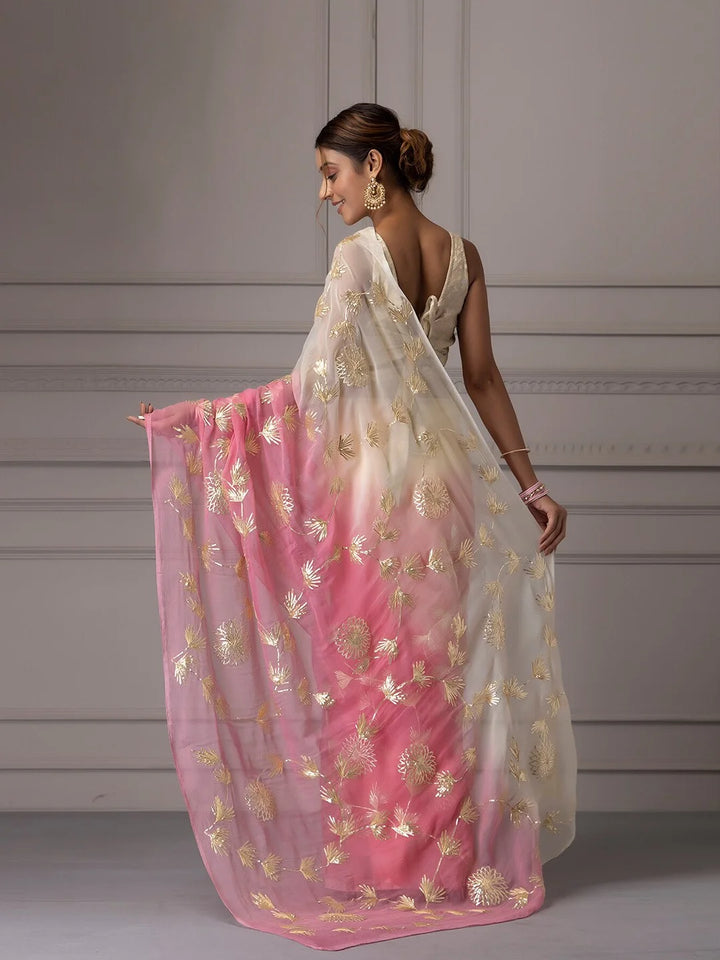 Ethereal Organza Saree with Rich Gota Patti and Satin Silk Finish