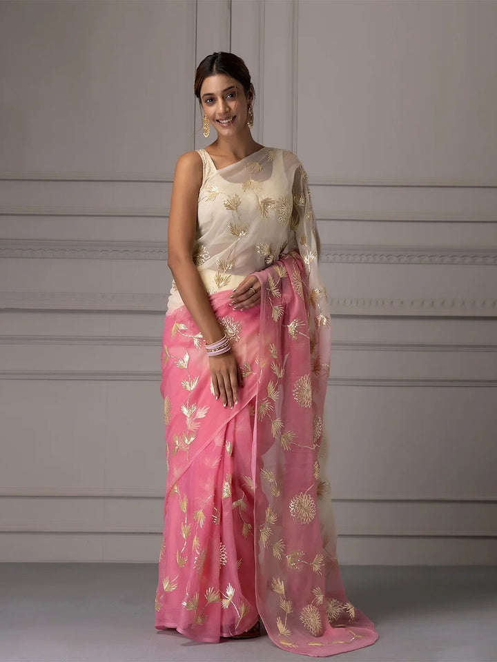 Ethereal Organza Saree with Rich Gota Patti and Satin Silk Finish