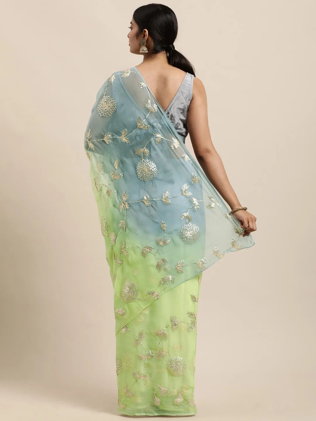 Ethereal Organza Saree with Rich Gota Patti and Satin Silk Finish
