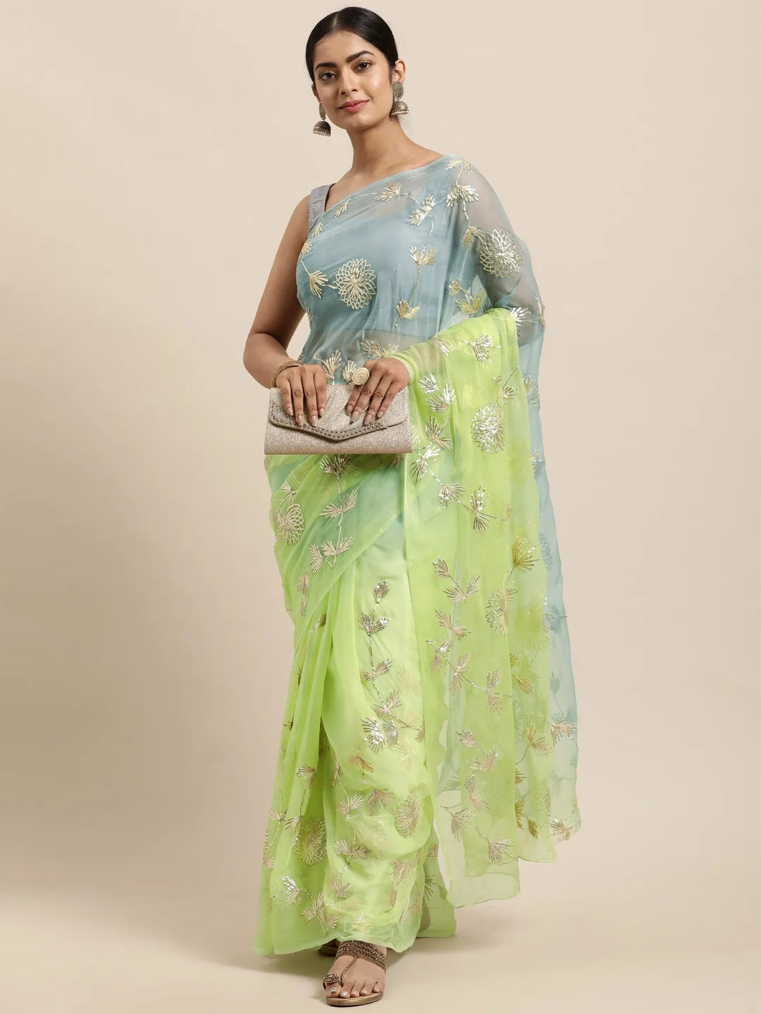 Ethereal Organza Saree with Rich Gota Patti and Satin Silk Finish