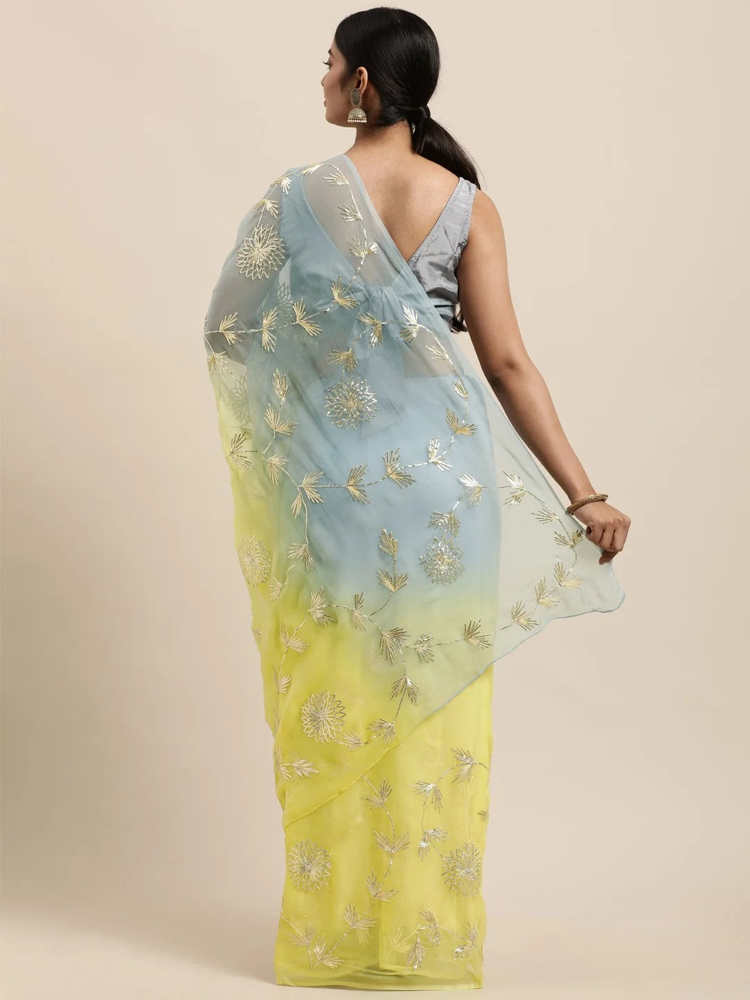 Ethereal Organza Saree with Rich Gota Patti and Satin Silk Finish