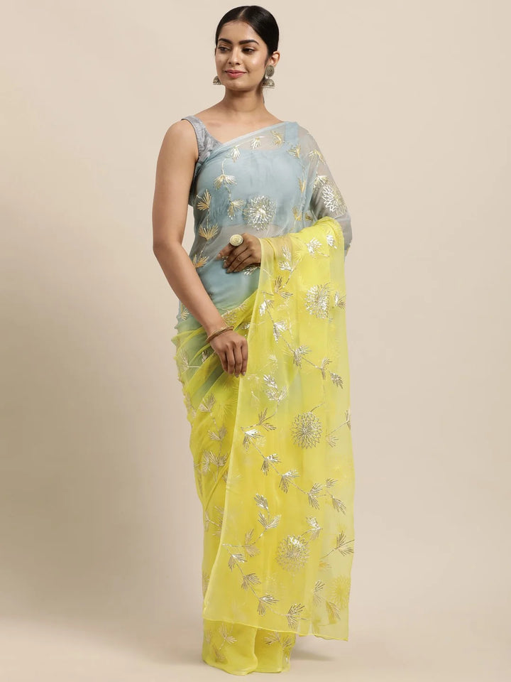 Ethereal Organza Saree with Rich Gota Patti and Satin Silk Finish