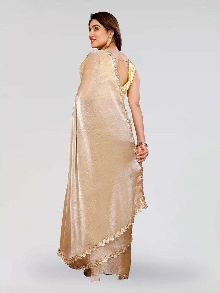 Stylish Embroidered Jimmy Choo Saree with Satin Silk Blouse for Party Look