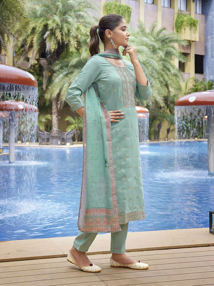 Readymade Designer Salwar Kameez Set with Embroidered Work