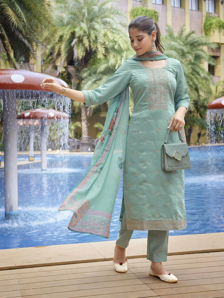 Readymade Designer Salwar Kameez Set with Embroidered Work