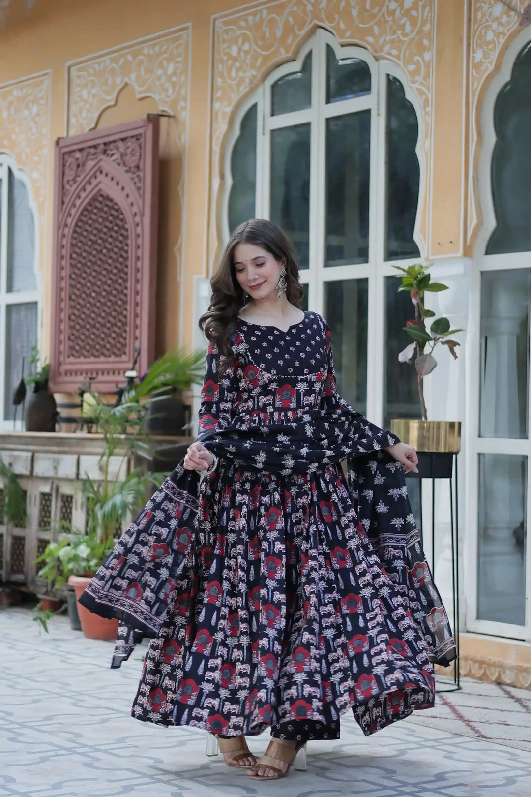 Designer Cotton Printed Salwar Kameez Set with Dupatta for Festive Wear