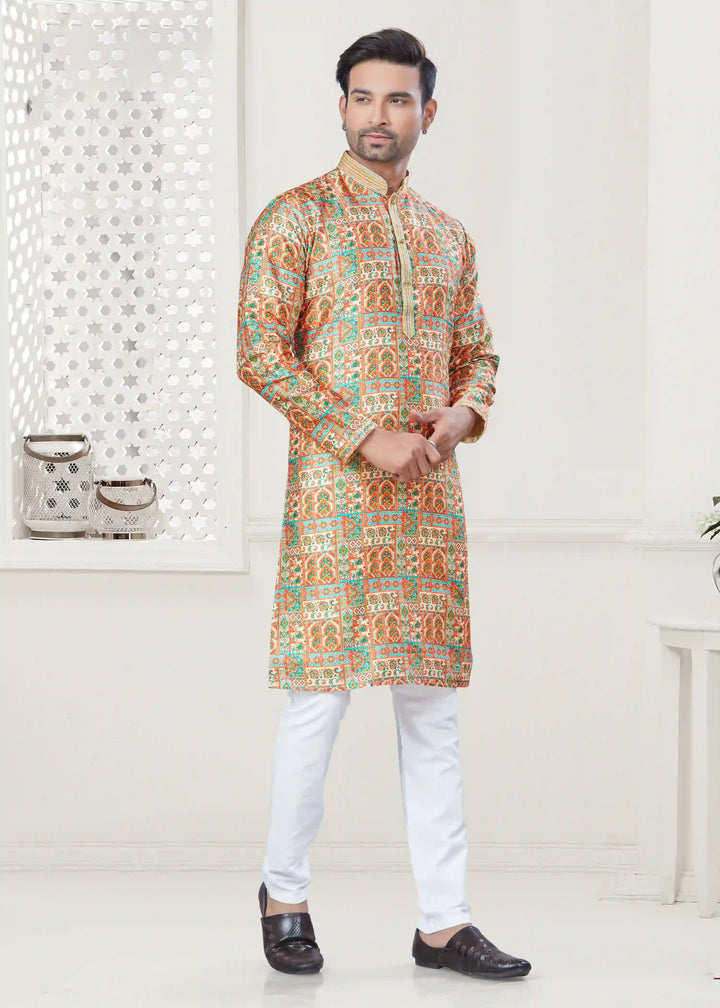 Designer Mustard Kurta Pajama Set for Festive & Party Wear
