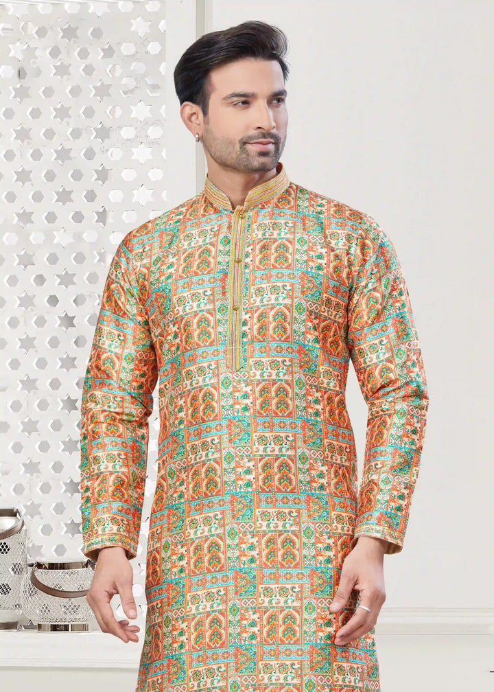 Designer Mustard Kurta Pajama Set for Festive & Party Wear