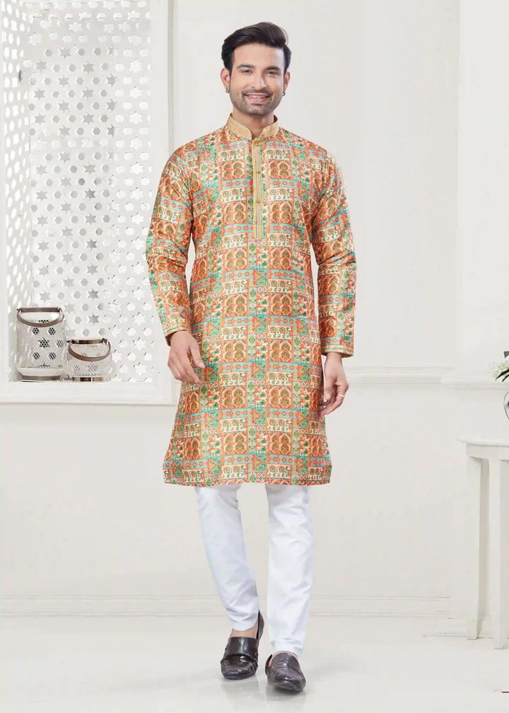 Designer Mustard Kurta Pajama Set for Festive & Party Wear