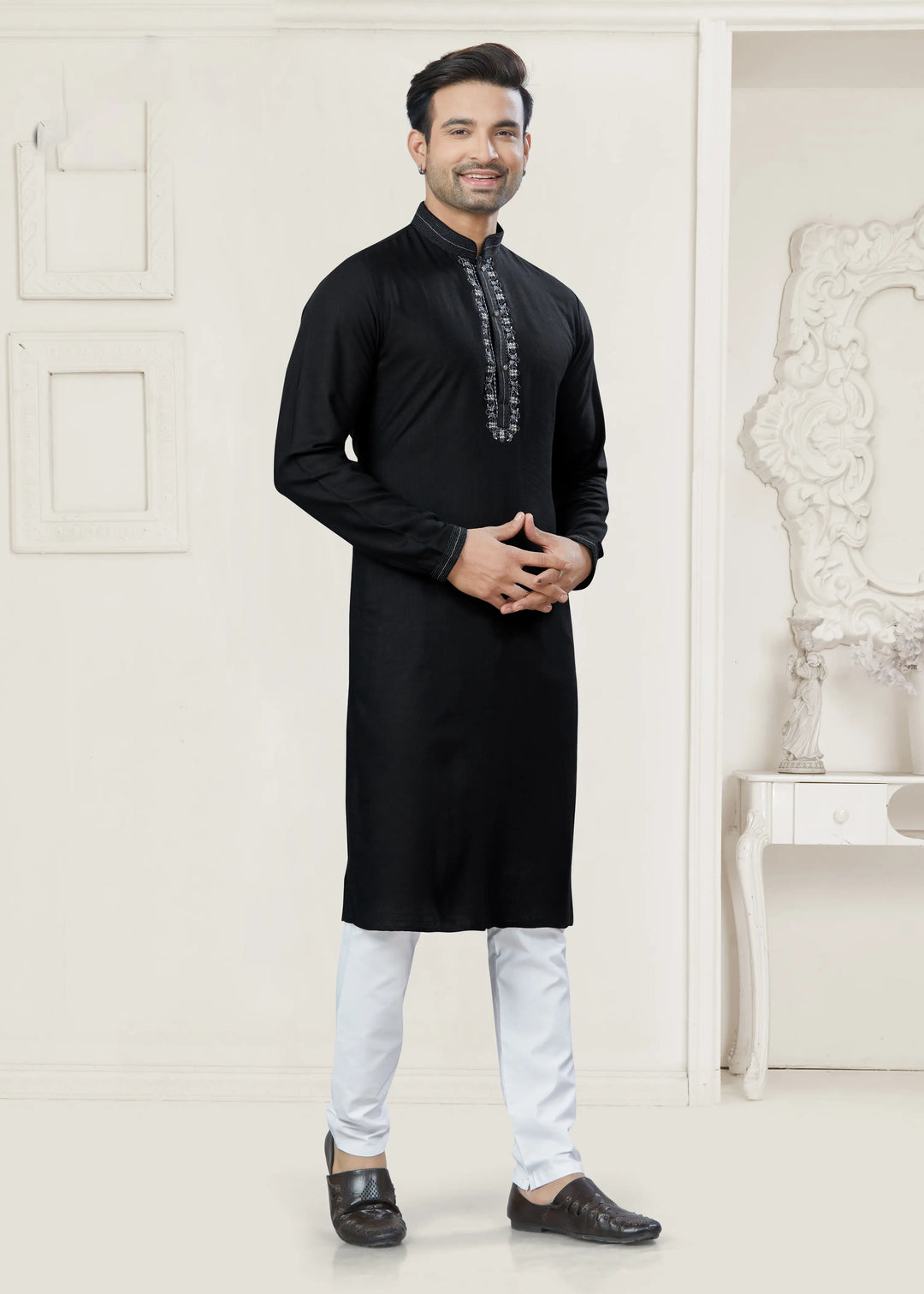 Designer Black Kurta Pajama Set for Party & Festive Wear