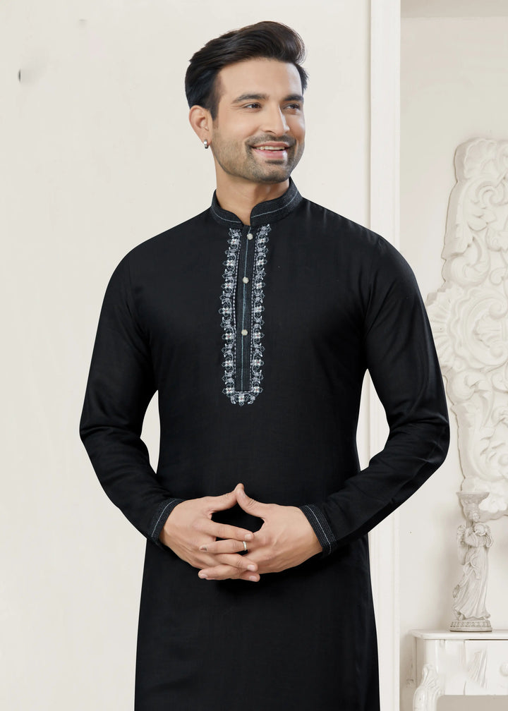 Designer Black Kurta Pajama Set for Party & Festive Wear