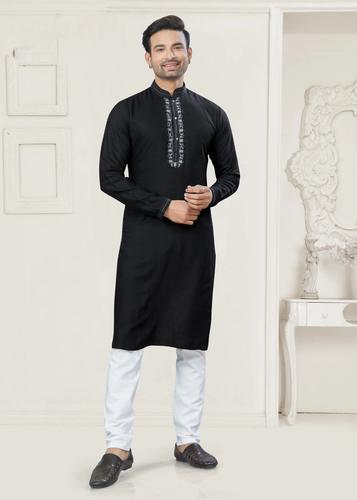 Designer Black Kurta Pajama Set for Party & Festive Wear