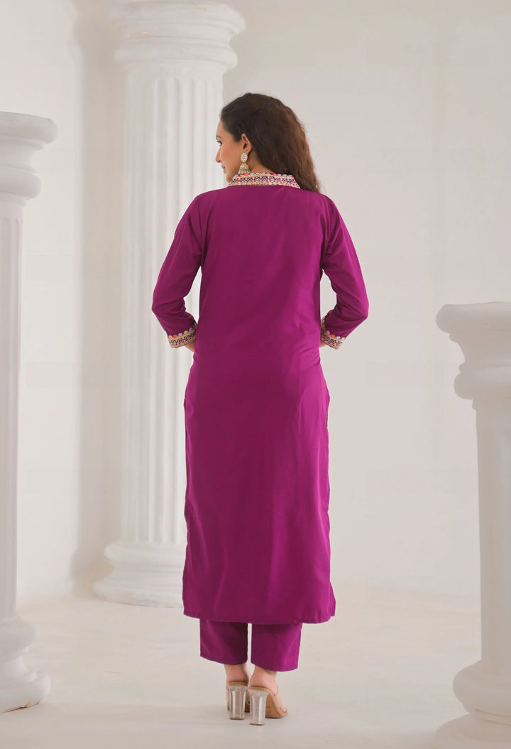 Elegant Purple Chanderi Salwar Kameez for Party & Festive Wear