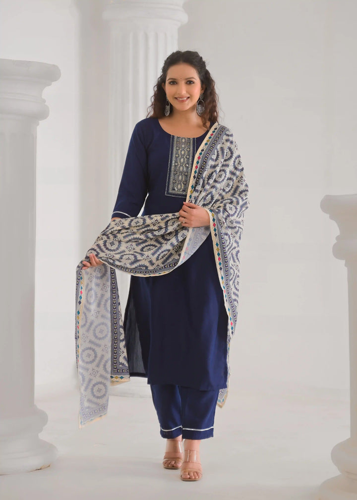 Stylish Readymade Viscose Chanderi Salwar Kameez Set for Women