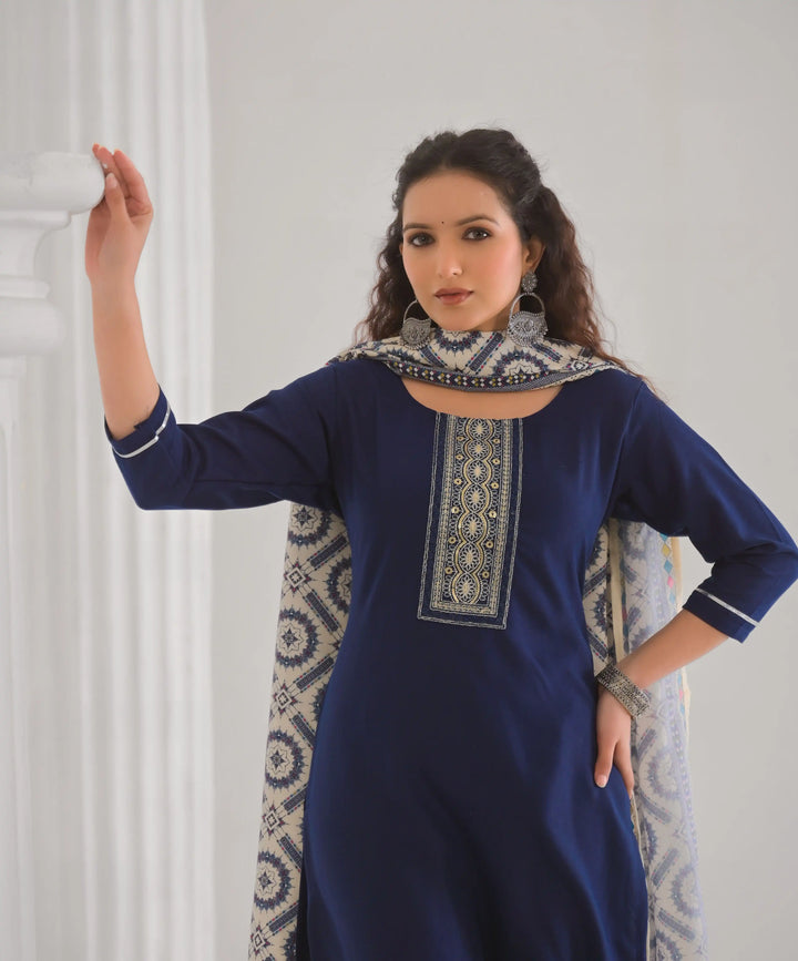 Stylish Readymade Viscose Chanderi Salwar Kameez Set for Women