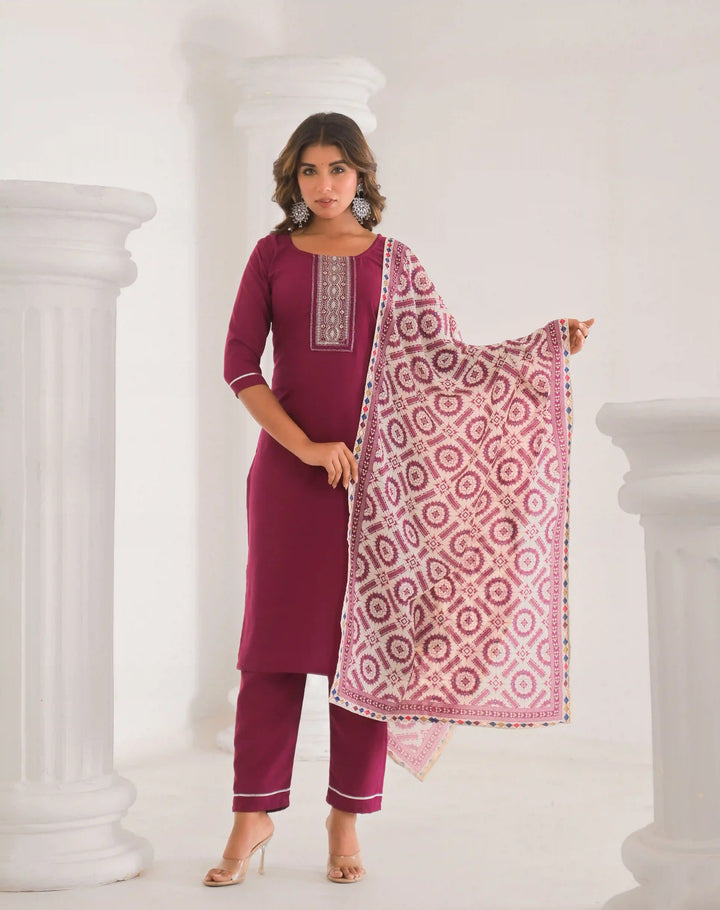 Stylish Readymade Viscose Chanderi Salwar Kameez Set for Women