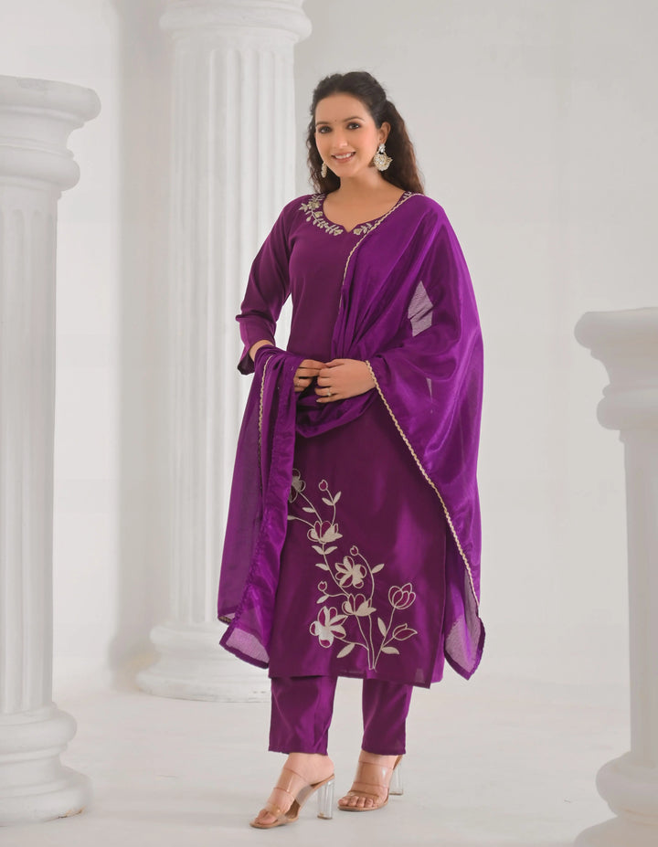 Designer Salwar Kameez Set for Women with Chinon Dupatta