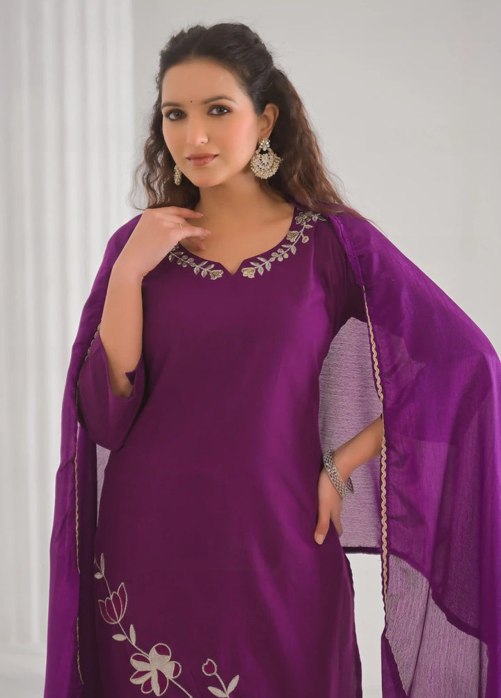 Designer Salwar Kameez Set for Women with Chinon Dupatta