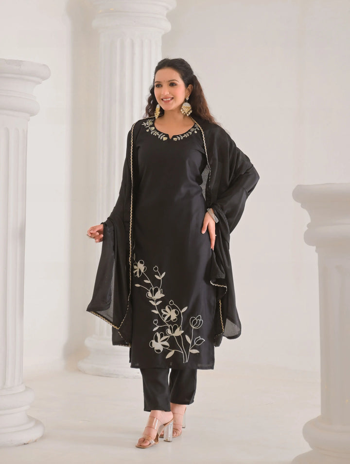 Designer Salwar Kameez Set for Women with Chinon Dupatta