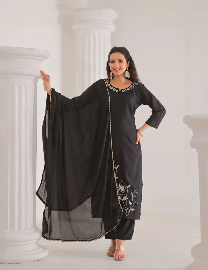 Designer Salwar Kameez Set for Women with Chinon Dupatta